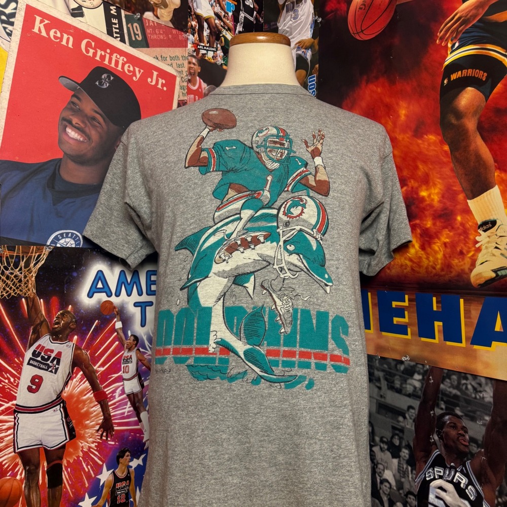 Vintage 1970s Miami Dolphins Jack Davis Cartoon NFL Football‎ T-Shirt Sz Medium